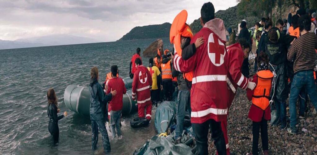 Migranten komen aan in Griekenland