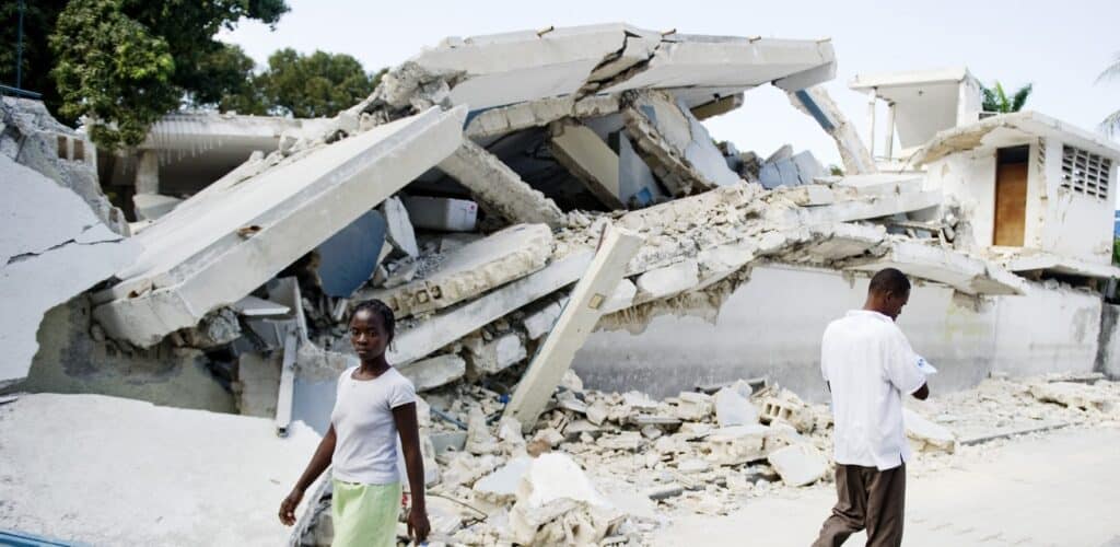schade na de aardbeving in Haïti in 2010 Rode Kruis