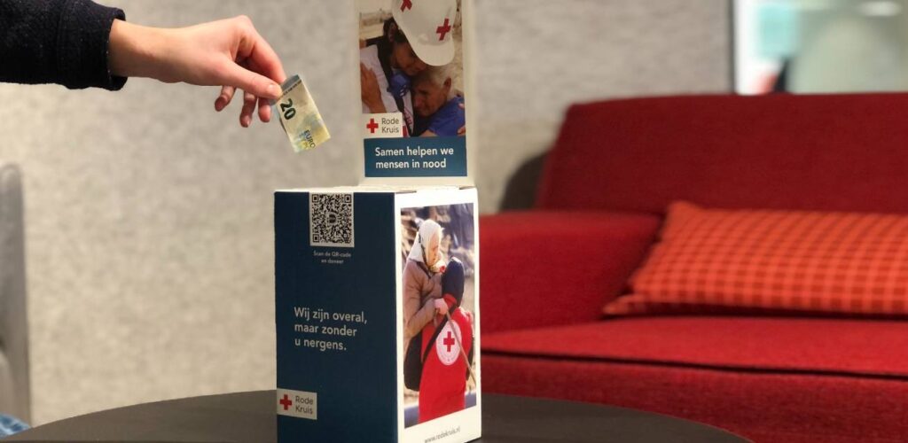 Donatiebox voor uitvaarten Rode Kruis