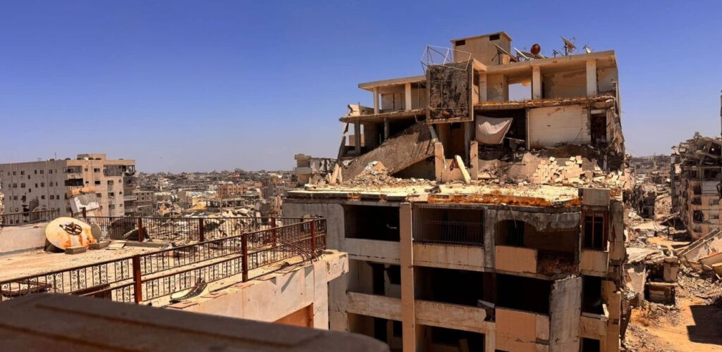 Foto vanuit het PRCS kantoor in gaza-stad Rode Kruis
